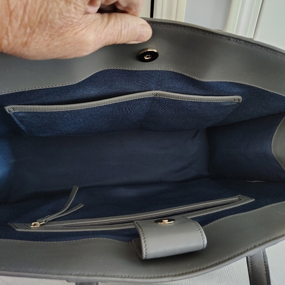 Cole Haan Grey Leather Vesty Tote Satchel Bag - Picture 8 of 10